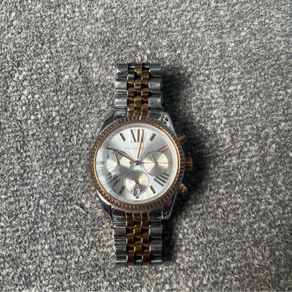 Michael Kors Silver and Gold Chronograph Watch